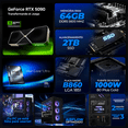 thumbnail image 3 of PC Gamer Completa Xtreme PC Gaming ASUS NVIDIA GeForce RTX 5090 Intel Core Ultra 9 285K 64GB DDR5 SSD 2TB Monitor 27 180Hz Sistema Liquido WIFI W11 Black PBA gaming 4K, streaming y edición profesional, 3 of 6