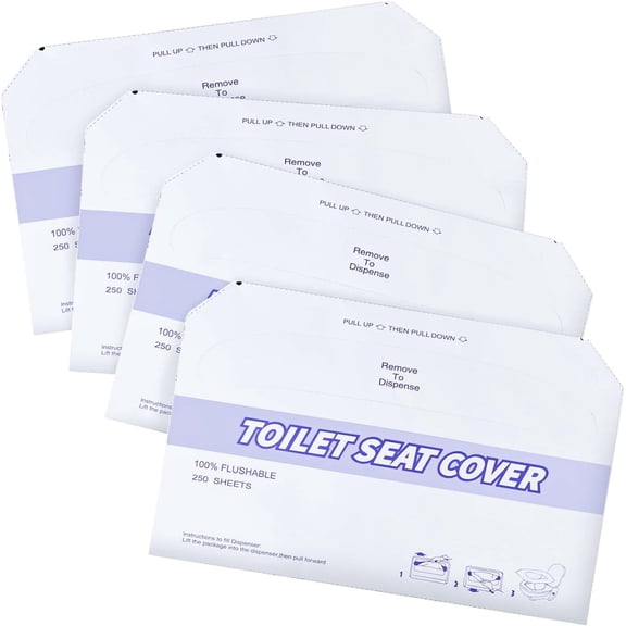 4 Pack (1000 Pieces) Disposable Toilet Seat Covers Flushable Paper Toilet Seat Cover for Bathroom, Hotels, Travel, Kids or Adults