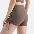 thumbnail image 4 of Lenpel Women's Athletic Shorts Summer High Waisted Side Drawstring Ruched Booty Yoga Shorts Workout Running Shorts, 4 of 5