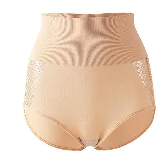 VISALY Women's Tummy Control Shapewear Shorts Plus Size Body Shaping Underwear Comfortable Waist Trainer Underwear High Waisted No Roll Waist Cincher Tummy Control Shapewear Panty Beige L