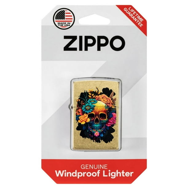 Zippo Blooming Skull Street Brass Pocket Lighter - Walmart