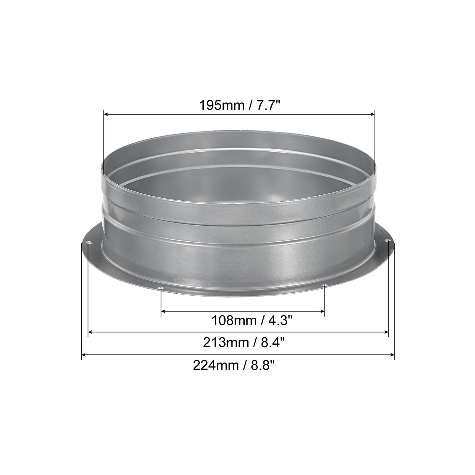 Uxcell 8 Inch Duct Connector Flange Metal Straight Pipe Exhaust Hose Flange 2 Pack