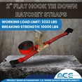 thumbnail image 3 of Mega Cargo Control 2"x 50' Ratchet Tie-Down Strap with Black Flat Hook, Red, 1-pack, 3 of 3