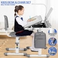 thumbnail image 4 of Artist Hand Kids Study Desk and Chair Set Height Adjustable Children Table Large Writing Board Desk with LED Lamp, Pull Out Drawer, Bookstand (Gray), 4 of 8