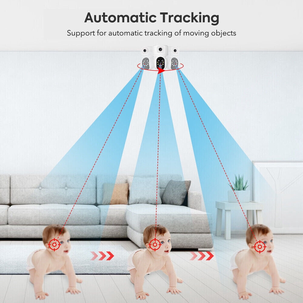 4MP Wireless IP Camera WIFI Indoor PTZ Dual Lens Baby Security Monitor IR Cam 2K