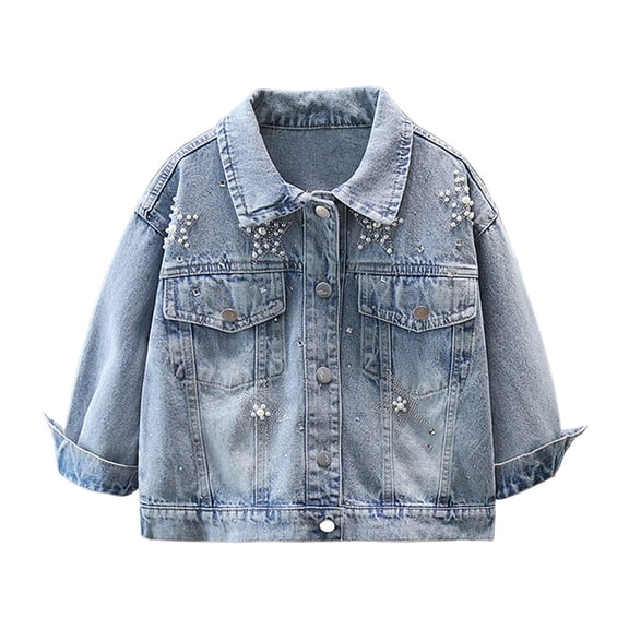 Abtuhar Toddler Girls Casual Outerwear and Jackets Denim Outer Jackets with Side Pockets for 18‑144 Months