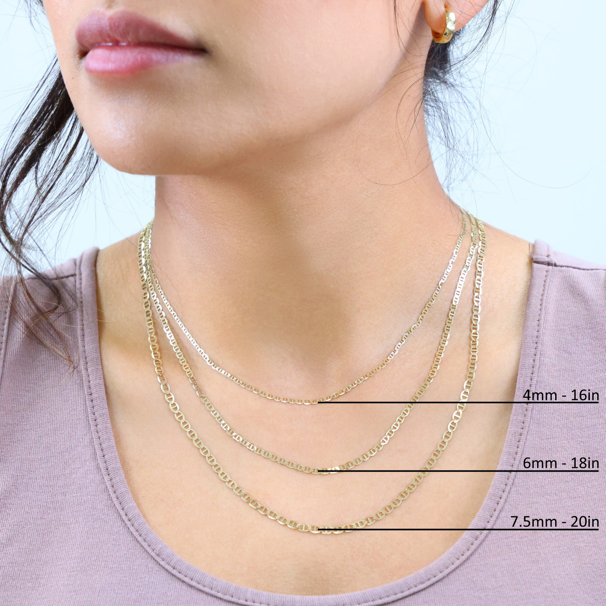 Nuragold 14K Real Yellow Gold Solid Mariner Chain Anchor Link Necklace 16"-26" (2mm-7.5mm) Italian Jewelry for Men & Women
