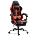 thumbnail image 2 of PU Leather Gaming Chair with Footrest, Ergonomic Computer Chair with Massage Lumbar Support, 2 of 8