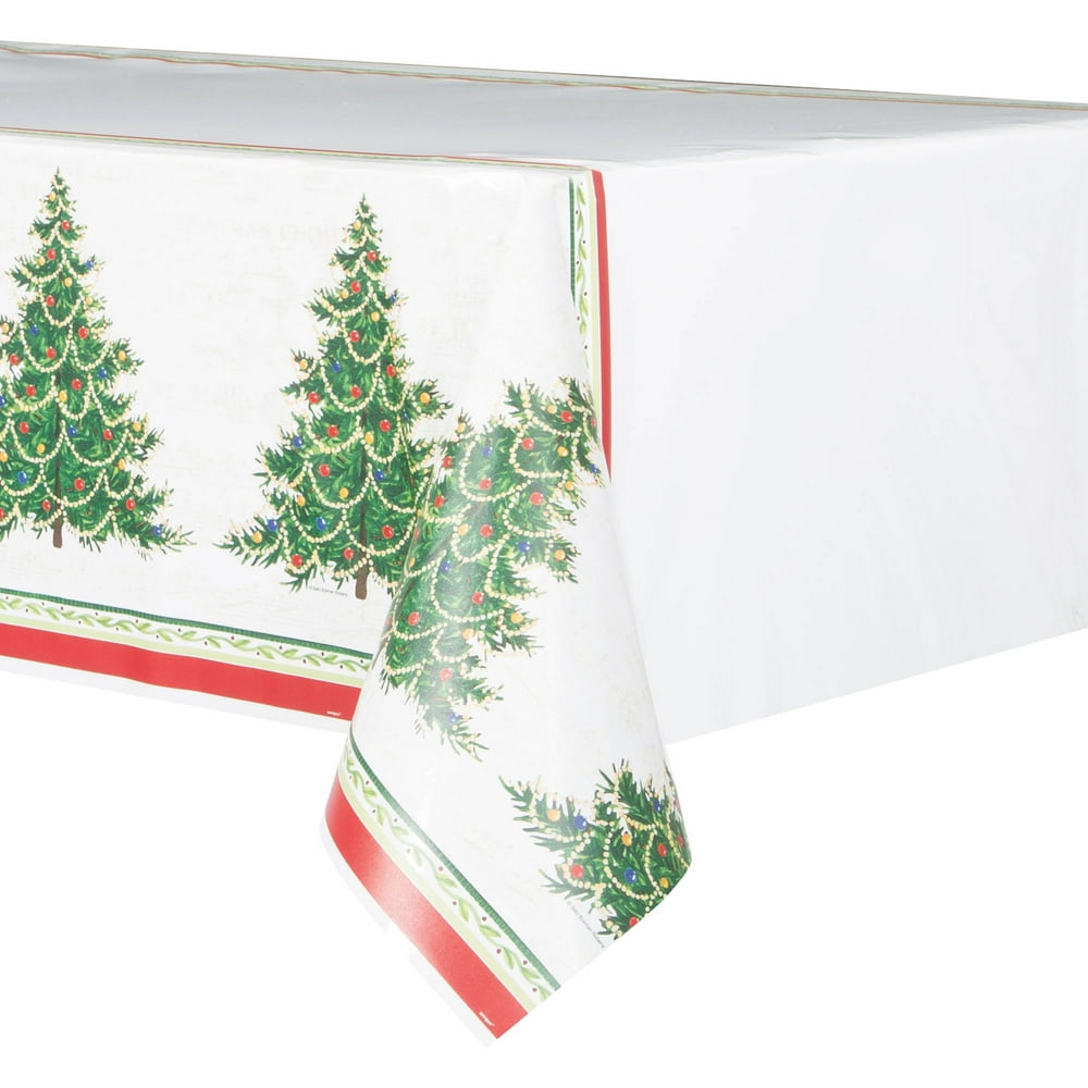Classic Christmas Tree Plastic Party Tablecloth, 84 x 54in Walmart