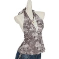 thumbnail image 2 of oqasdz Tank Tops for Women Elegant Sleeveless Halter Neck Tie Backless Ruffle Print Cropped Top Fashion Clothing Casual Summer,Grey,S, 2 of 4
