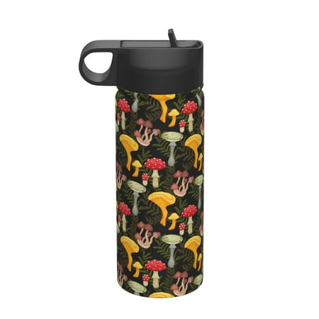 

Susaid Mushrooms And Fern Stems Print 18oz Sports Insulated Kettle Stainless Steel Water Bottle For Running Hiking Cycling Climbing
