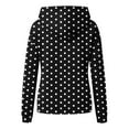 thumbnail image 5 of EchfiProm Black Women Sweatshirts Hoodie Hooded Long Sleeve Loose Comfy Polka Dot Hoodie with Pocket, 5 of 6