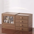 thumbnail image 7 of Wooden Makeup Organizer with 4 Drawers and Built-in Mirror for Makeup, Accessories, Jewelry and More, 7 of 7