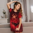 thumbnail image 3 of Yiaed Black Spider Web With Spiders Print Women's Loose-Fit Short Sleeve Nightgown, Soft and Comfortable Sleep Dress for Relaxation and Sleepwear, 3 of 6