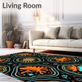 thumbnail image 2 of ODIKA 3'x5' Machine Washable Non-Slip Area Rug, Prancing Horses Abstract Design Featuring Playful Interlocking Starbursts High Traffic Rug, Orange, 644856, 2 of 7