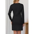 thumbnail image 4 of YOGAFOX Women's Button Mini Sweater Dress Formal Long Sleeve Bodycon（Black,M）, 4 of 5
