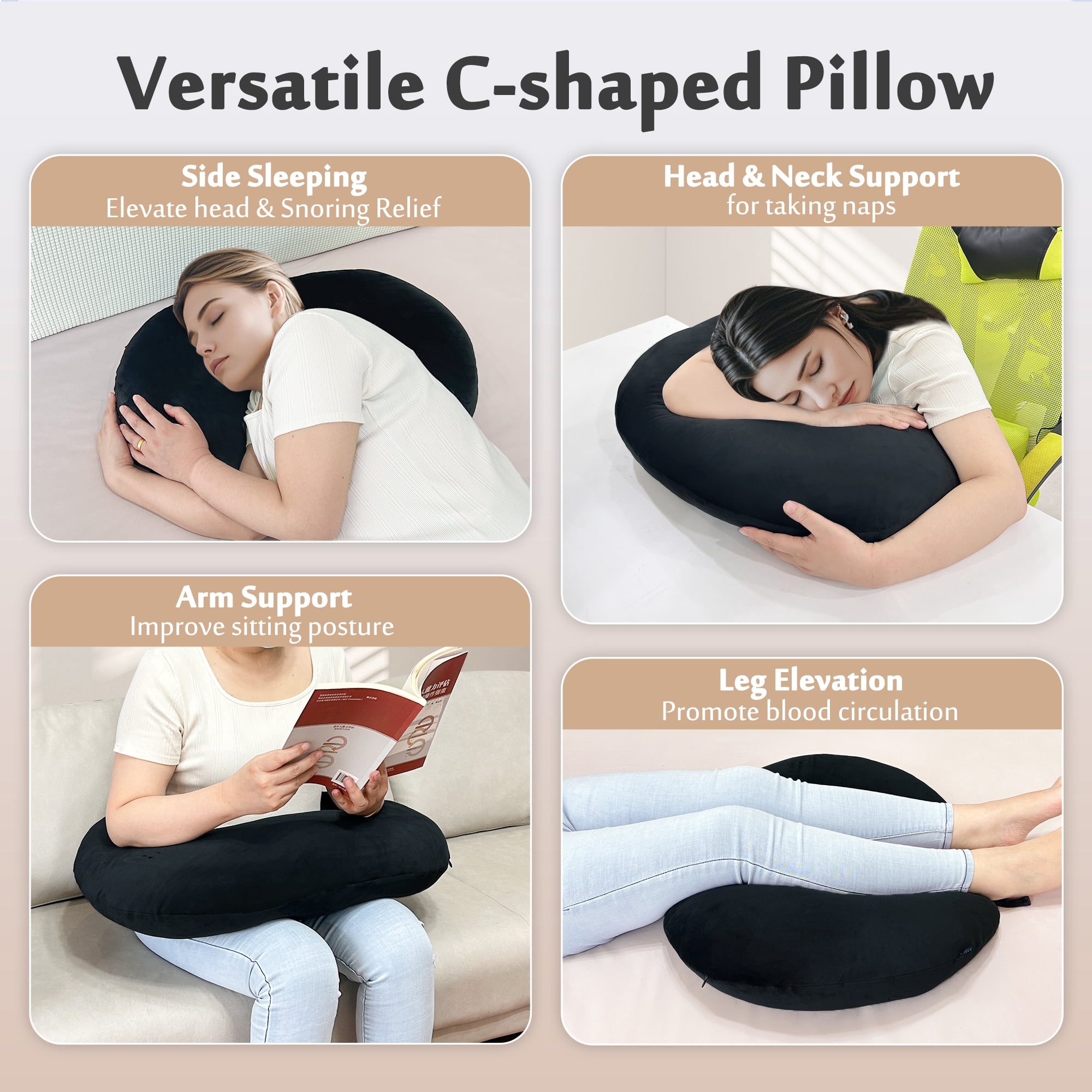 BBL Pillow After Surgery for Sleeping and Sitting, Hip Support Cushion for Brazilian Butt Lift Recovery, Black