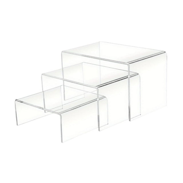 simhoa 3 Pcs Présentoir Acrylique Échelle Rehausseur pour Poupée Parfum Dessert transparent