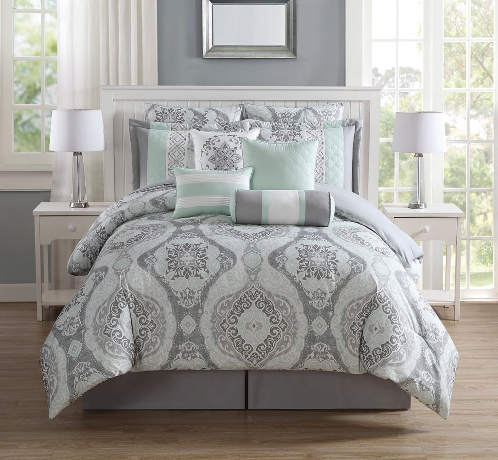 Comforters & Sets Home & Garden 10 Piece Bianca Mint/Gray Comforter Set