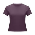 thumbnail image 5 of Womens Summer Tops Womens Polyester Blend Shirts Slim Pack Women Ling Sleeve Shirt Short Summer Shirt Women's Tee Women Long Sleeve Compression V Neck Long T Shirts Pack on Clearance Dark Purple XS, 5 of 5