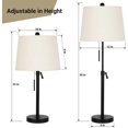 thumbnail image 2 of Bedside Table Lamps Set of 2: Tall Black Table Lamps for Living Room End Table |Height Adjustable 3-Way Dimmable Nightstand Lamp with Pull Chain Switch Modern Lamps for Bedroom Office(Bulbs Included), 2 of 14