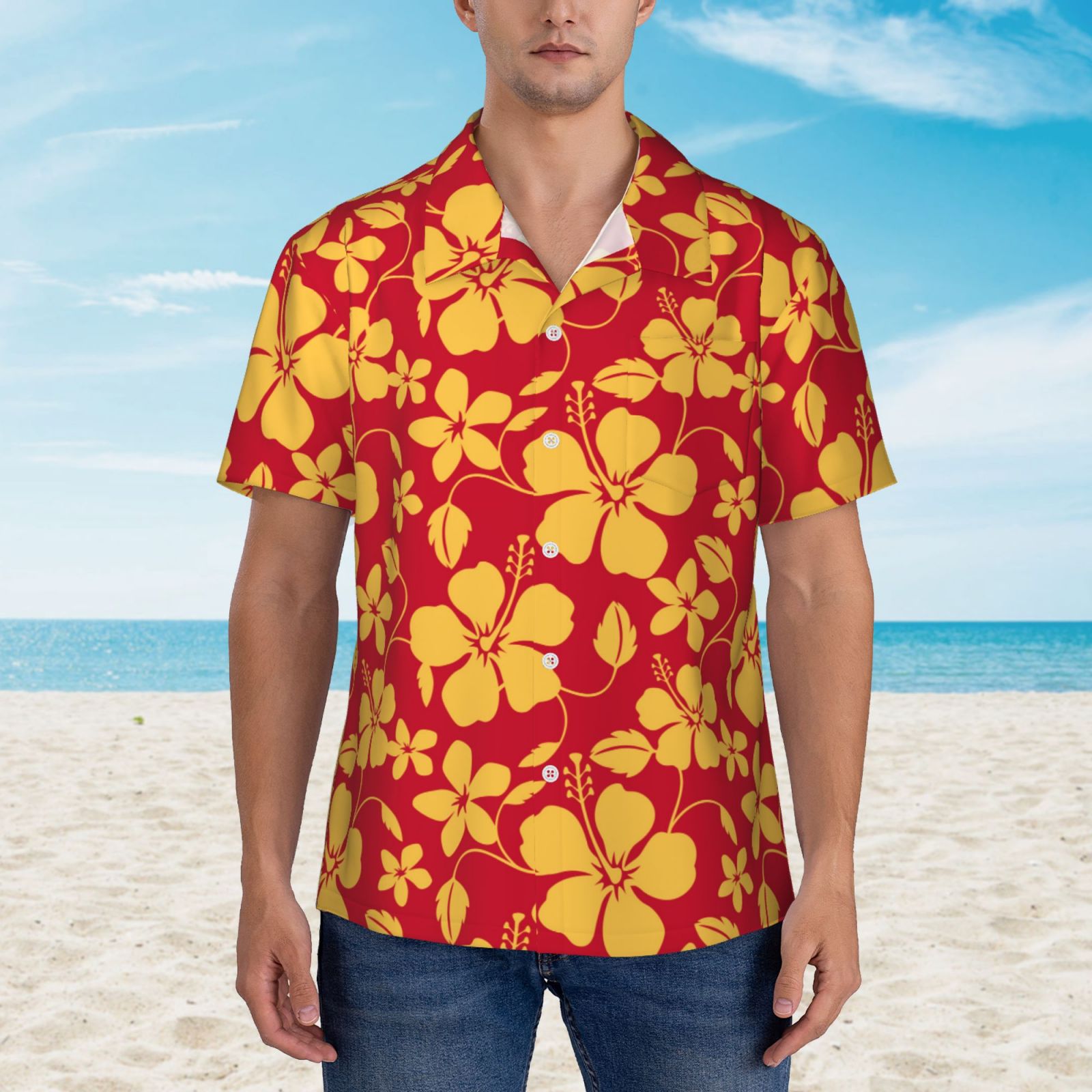 Xecao Red Vintage Flowers print Hawaiian shirt - a stylish short