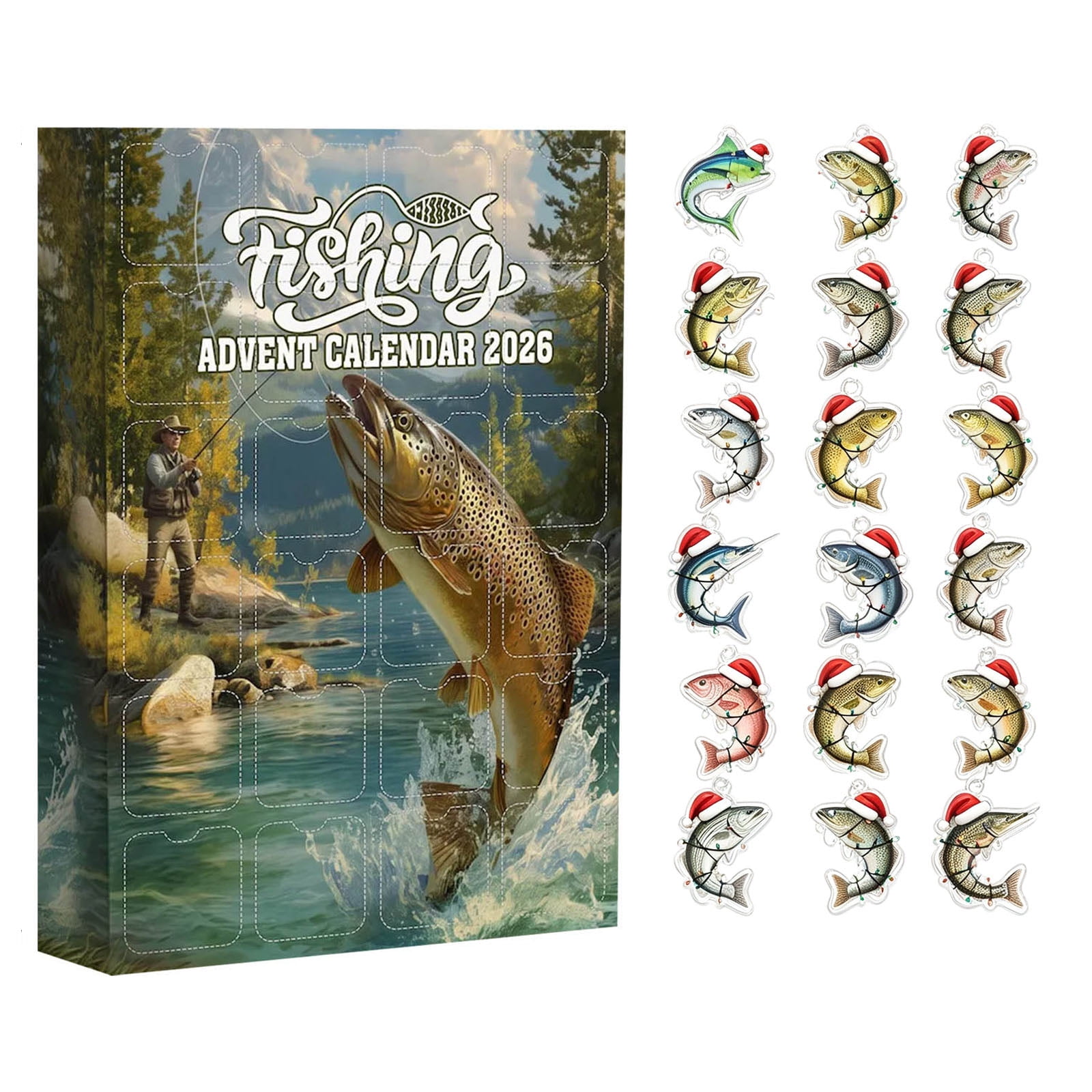 Clearance! Halloween Mystery Advent Calendar 2026 24 Days Fishing Countdown Blind Box with 2D Fishing Lures Premium Fishing Tackles for Party Favors & Holiday Gifts