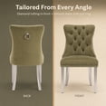 thumbnail image 5 of ODUSE-DAILY Velvet Dining Chairs Set of 2, Green Kitchen & Dining Room Chairs, Nailheads Tufted, Sillas De Comedor, Fabric Upholstered, Silver Chrome Metal Legs (Olive, 2 Pcs), 5 of 10