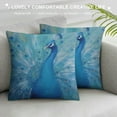 thumbnail image 3 of COMIO  Peacock Blue Oil Painting Throw Pillow Covers Decorative Square Cushion Case Modern Farmhouse Pillowcase for Couch Sofa Bed Car Living Room Home Decor, 3 of 5