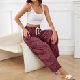 thumbnail image 7 of Textilo Leopard Pants for Women Wide Leg Cheetah Print Pant with Side Pockets Drawstring Elastic Waist Joggers Comfy Loose Fit Fall Winter Casual Lounge Slacks, 7 of 7