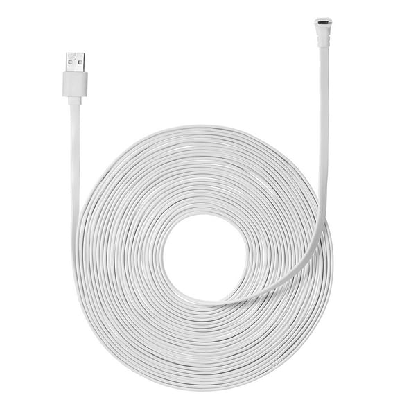 9M/29.5ft Charging Power Cable Fits for Arlo Pro, Arlo Pro 2, Arlo GO, Arlo Light Weatherproof Indoor/Outdoor Flat Cable Aluminium Alloy Micro USB Cable Charging/Power Cord without Plug, 1 Pack (White