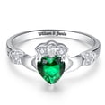thumbnail image 3 of Personalized Name Claddagh Ring for Women Sterling Silver Heart Simulated Birthstones Meaningful Promise Rings, 3 of 5
