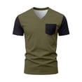 thumbnail image 2 of Afdoent T Shirts For Men Short Sleeve Pocket T-Shirt Comfortable Crew Neck Casual Color Block Top Soft Breathable Daily Wear Tee Summer Vacation Soft Top, 2 of 7