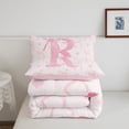 thumbnail image 5 of Erosebridal Pink Bow Tie Bedding Sets King with Comforter, Initial R Letter Duvet Insert, Kawaii Catoon Decor, Reversible 3pcs, 5 of 7