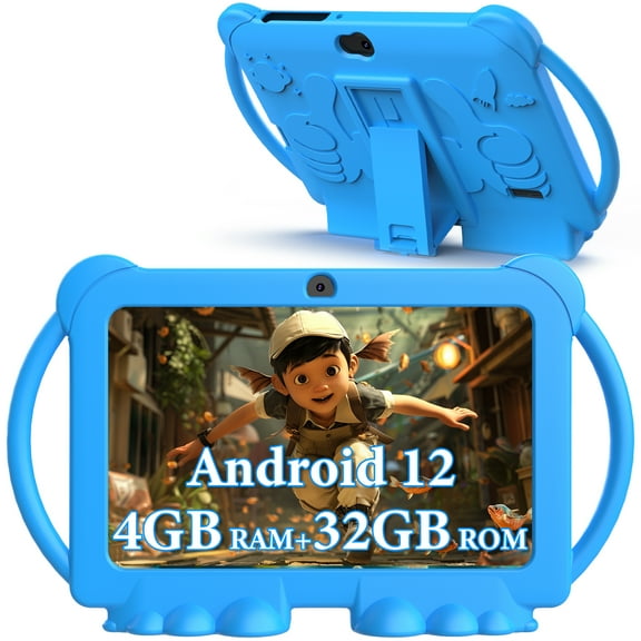 2024 Kids Tablet, Android 12 Tablet for Kids 7 inch, 4 32GB ROM(1TB Expand) Blue