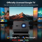 HAPPRUN Official Licensed Google TV Projector with WiFi and Bluetooth, Supported 4K Smart Projector with Dolby Audio, Auto Focus & Keystone, Built-in Streaming Apps, 2000 ANSI Lumens Movie Projector
