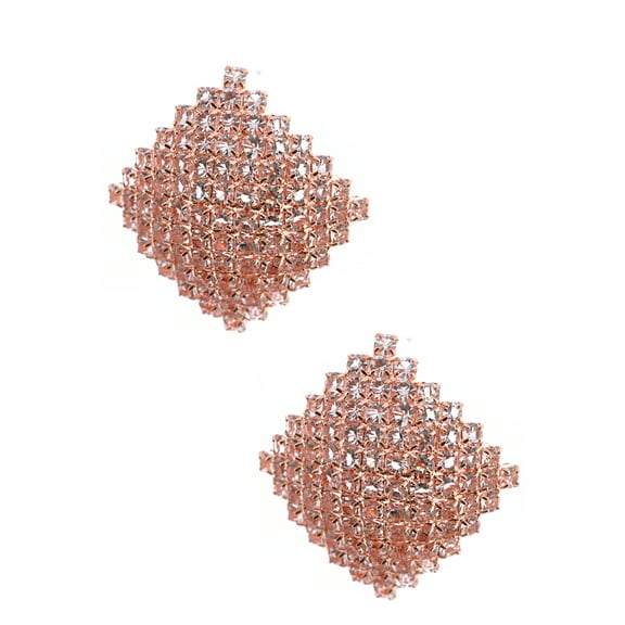 Fashion Earring Rose Gold Plating Square Cubic Zirconia Dangle Earrings