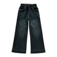 thumbnail image 2 of GiLiling Girls Casual Baggy Jeans High Waist Wide Leg Cargo Denim Pants Elastic Waist Y2k Vintage Aesthetic Style (Blue, 7-8 Years), 2 of 9