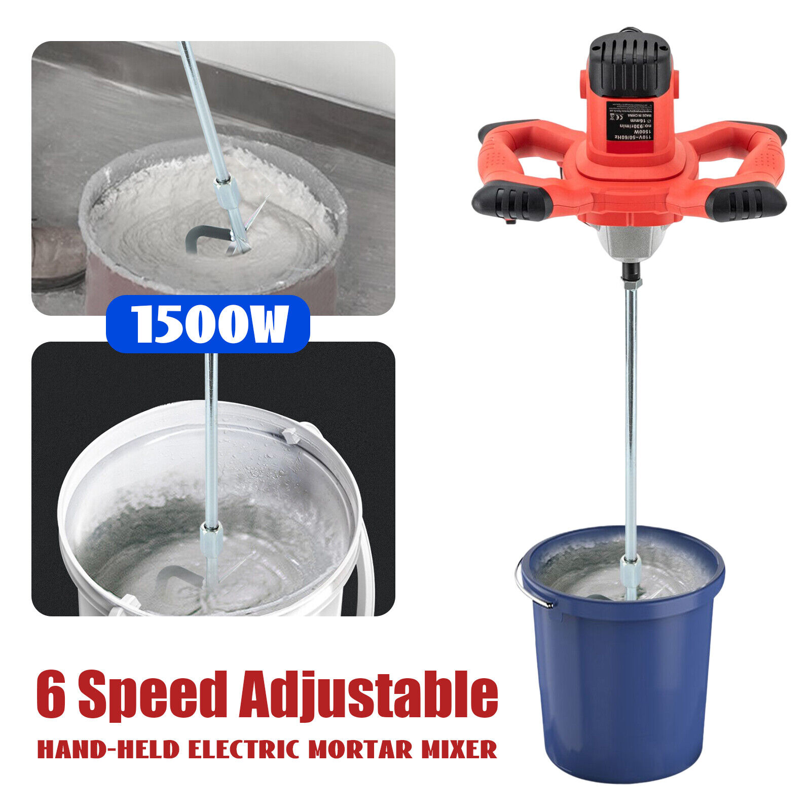 Miumaeov 220V 1500W Portable Electric Mortar Mixer Mud Mixer Cement