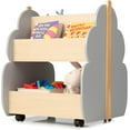 thumbnail image 3 of INFANS Kids Bookshelf with Wheels, Wooden Bookcase Toy Storage Cabinet Organizer Holder, Toddler Display Stand Book Rack for Bedroom Playroom Nursery Kindergarten, 3 of 9