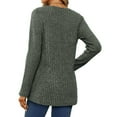 thumbnail image 6 of Womens T Shirts Long Sleeve Ladies Tops Fall Hem Comfort Knit Blouses Casual Green M, 6 of 6