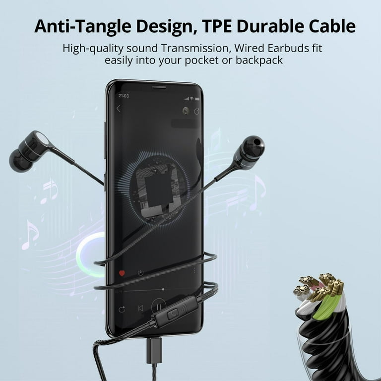 WILLED 5 Pack USB C Earbuds with Microphone Wired Headphones with Noise Isolating Type C Earphone Heavy Bass Stereo in Ear Headsets Compatible with iPad Android Smartphones for Most USB C Devices Walm...