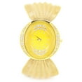 thumbnail image 1 of Reloj de pulsera elegante y brillante de cuarzo con correa de malla ancha para mujer, dorado, 1 of 14