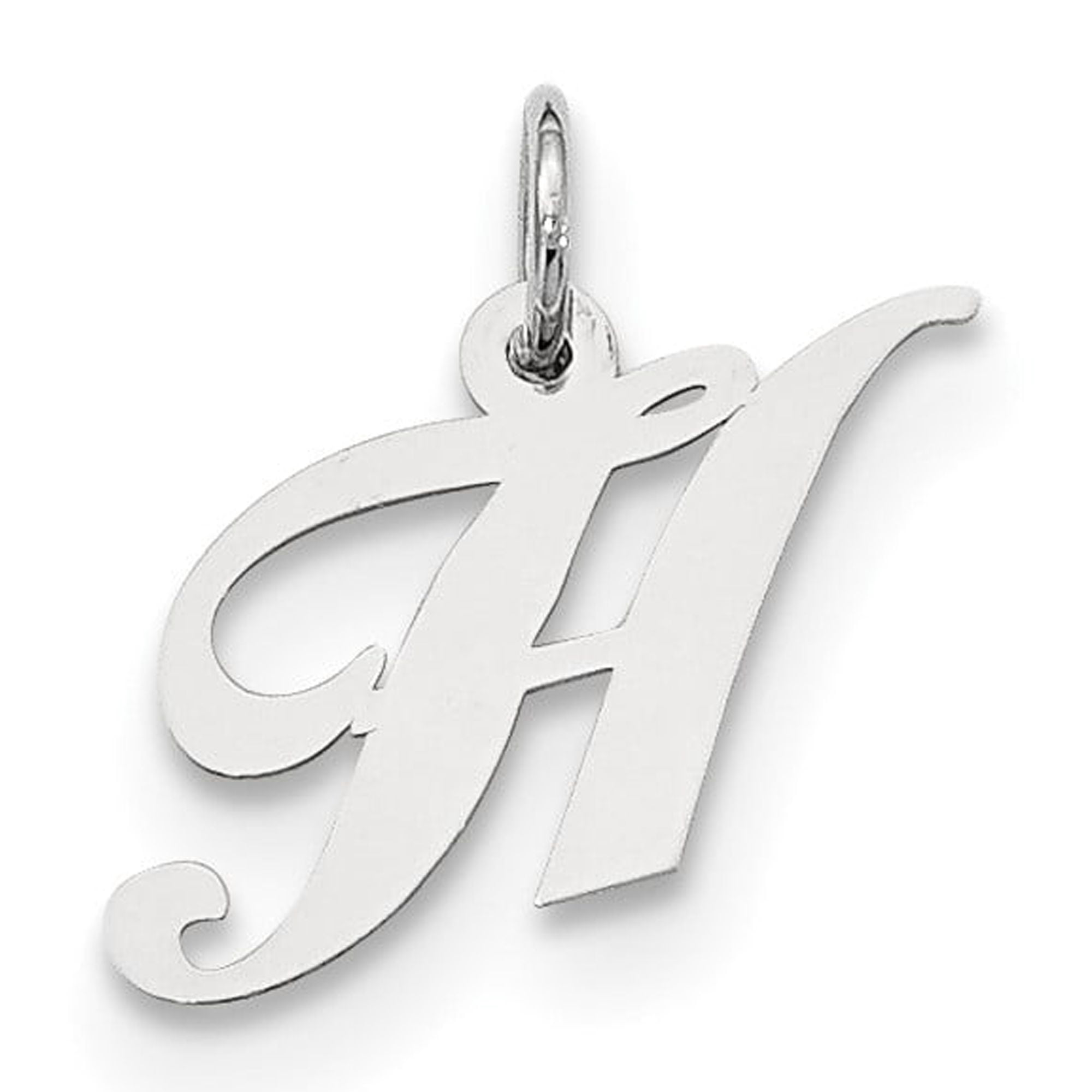 Sterling Silver Initial H Pendant Necklace for Women and Men, Polished Cursive Letter Charm, Minimalist Monogram Jewelry, Personalized Identity Symbol