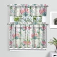 thumbnail image 2 of Pioneer Kitchen Curtains and Valance Set 36 Inch Tier Pink Floral Feathers 3 Pieces Set Dining Room Small Curtain Drapes Cafe Curtains Valance for Home Decor Rod Pocket, 2 of 6