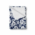 thumbnail image 2 of Hawaii Soft Flannel Fleece Blanket, Hibiscus Silhouettes Flowering Mallow Family Plant Exotic Summer Season Foliage, Cozy Plush for Indoor and Outdoor Use, 50" x 60", Navy Blue White, by Ambesonne, 2 of 6