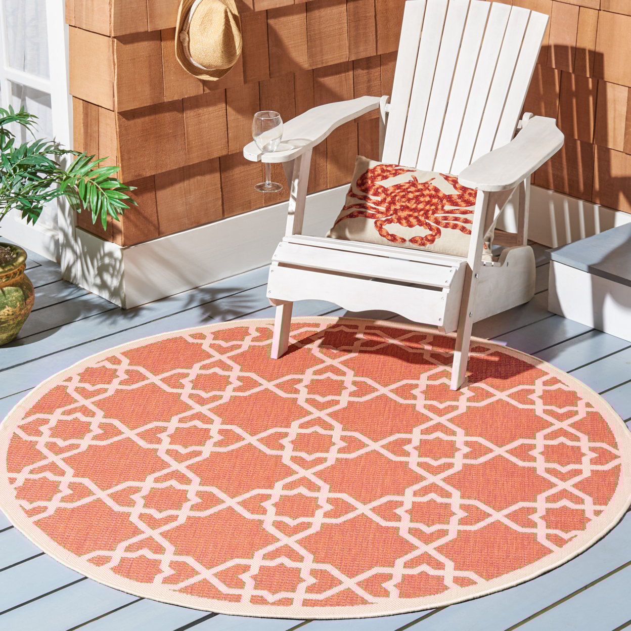 thumbnail image 2 of SAFAVIEH Courtyard Carol Geometric Indoor/Outdoor Area Rug, 8' x 11', Terracotta/Beige, 2 of 10