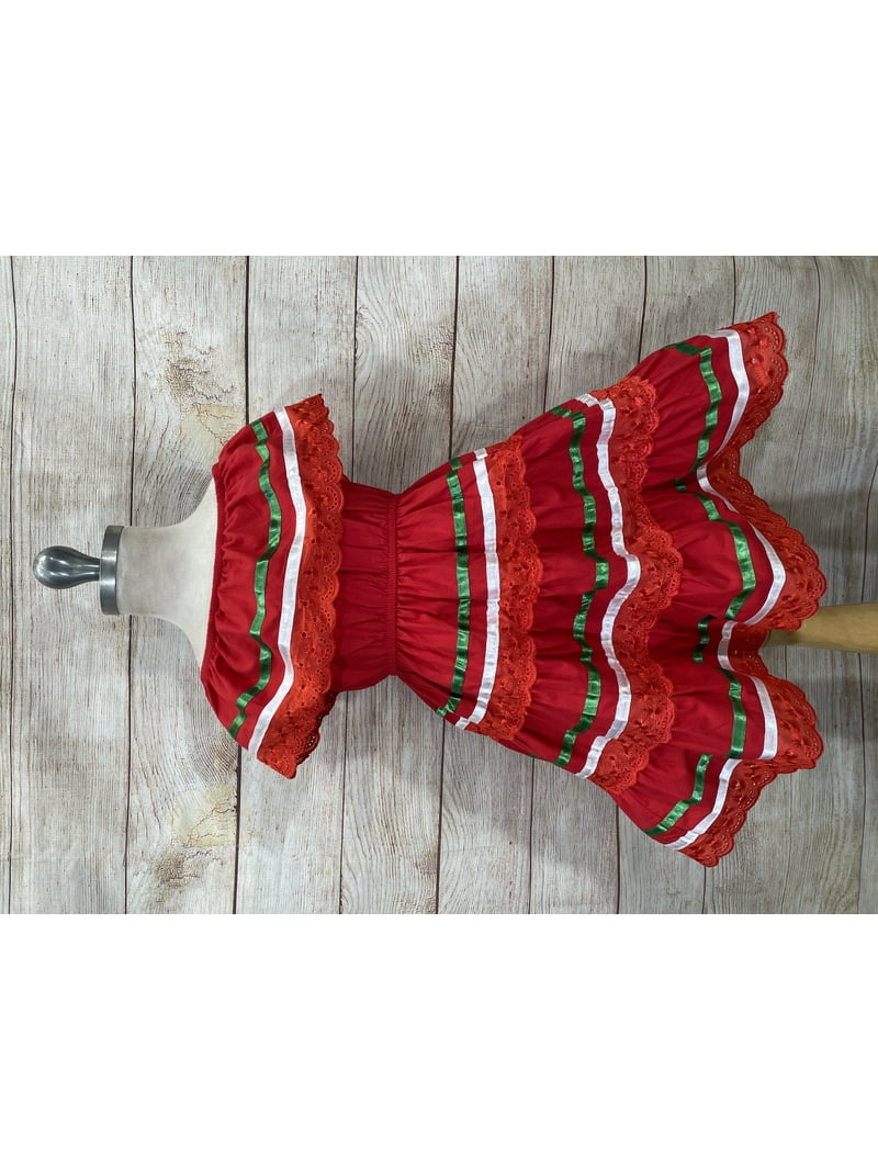 unik Girl's Traditional Mexican Cinco De Mayo Fiesta Dress Red X 12 -  Walmart.com