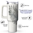 thumbnail image 2 of White Owl Wings Stainless Steel Insulated Mug with Lid and Handle, 40oz, 2 of 4