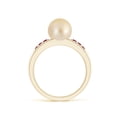 thumbnail image 2 of ANGARA Golden South Sea Cultured Pearl Ring with Rubies in 14K Yellow Gold for Women | June Birthstone, Birthday, Anniversary, Jewelry Gift for Women | Pearl Ring, 2 of 8